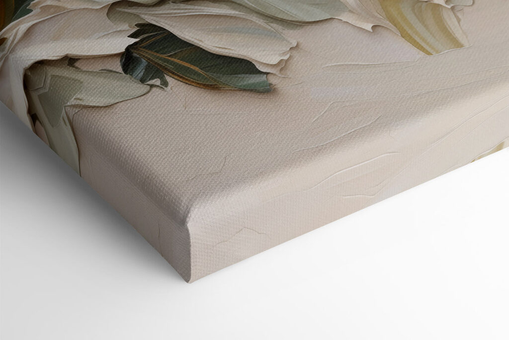 Painting of leaves on a white surface Painting of leaves on a white surface