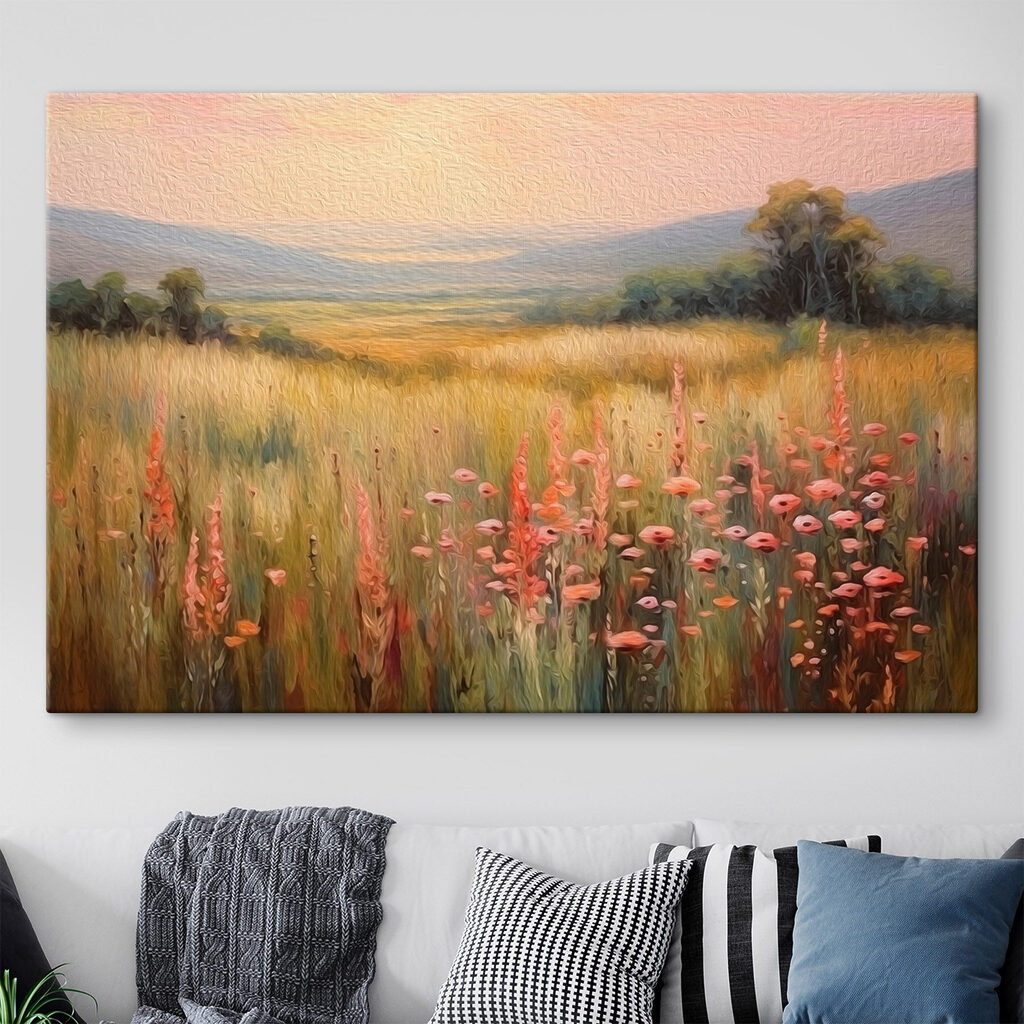 Field of flowers and trees Field of flowers and trees