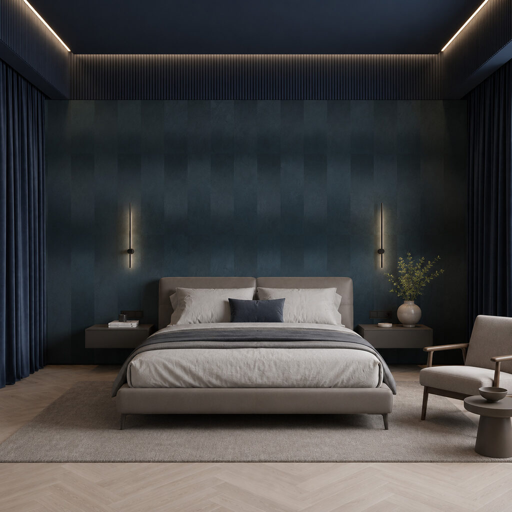 Mur rayé bleu et gris Mur rayé bleu et gris