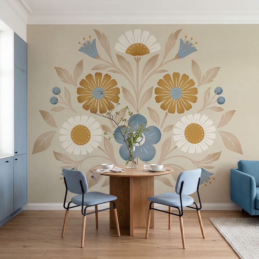 Motif floral sur un mur Motif floral sur un mur