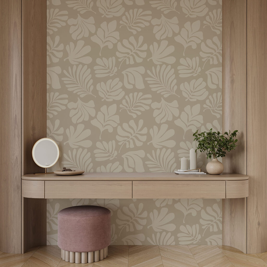 Motif de feuilles sur fond beige Motif de feuilles sur fond beige