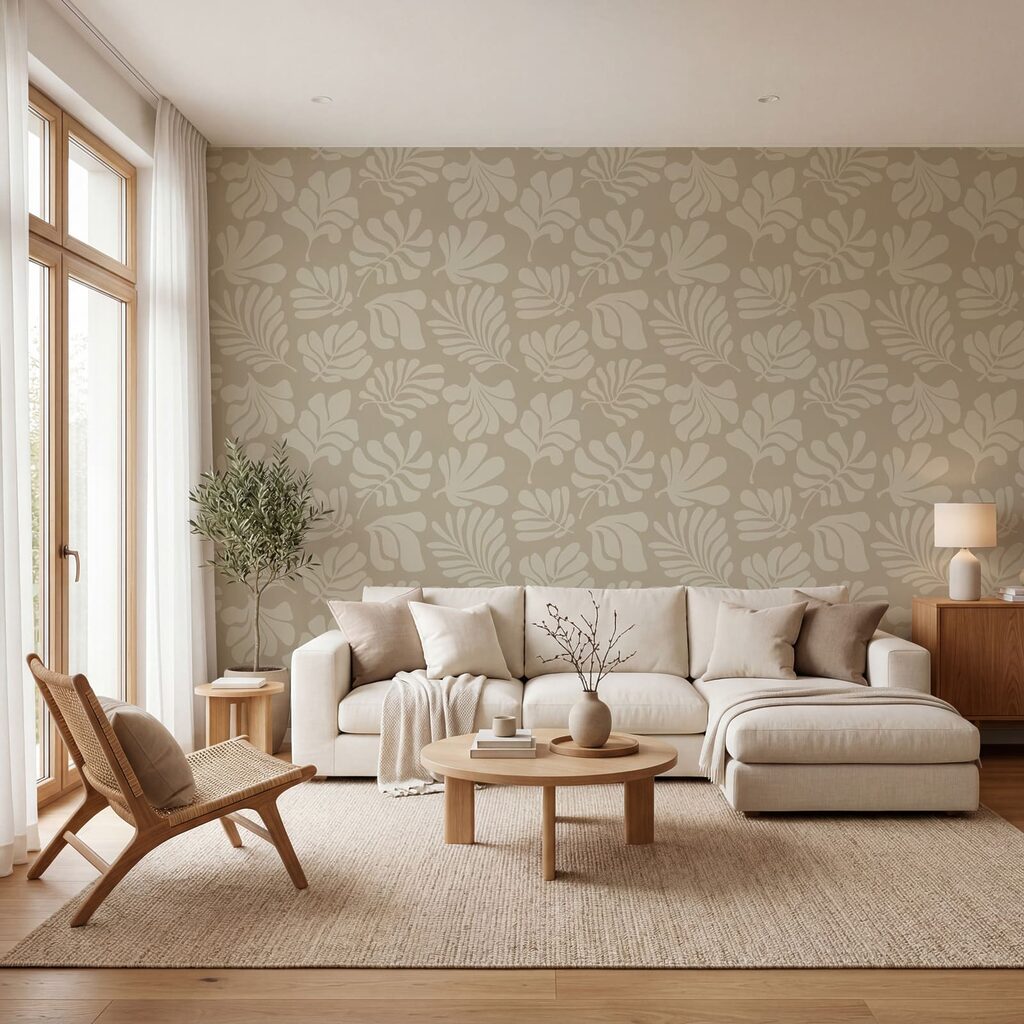 Motif de feuilles sur fond beige Motif de feuilles sur fond beige