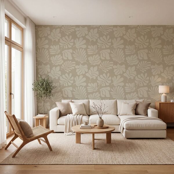 Motif de feuilles sur fond beige Motif de feuilles sur fond beige
