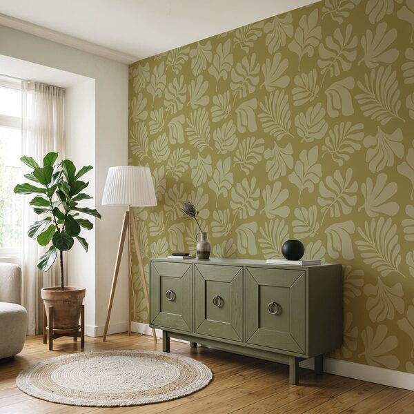 Motif de feuilles sur fond vert Motif de feuilles sur fond vert