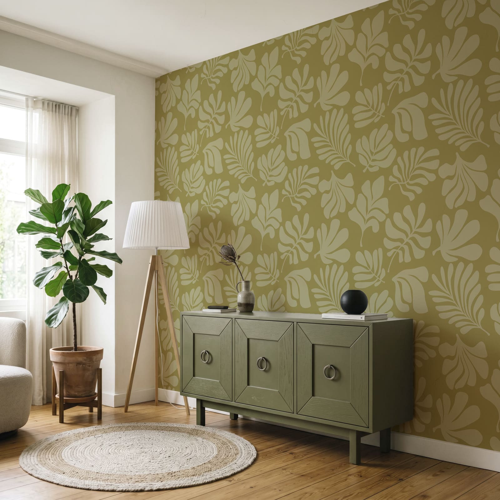 Motif de feuilles sur fond vert Motif de feuilles sur fond vert