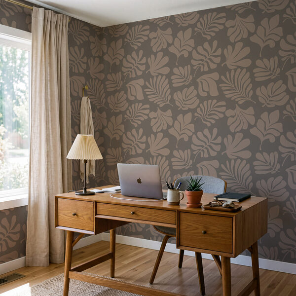 Motif de feuilles sur fond marron Motif de feuilles sur fond marron