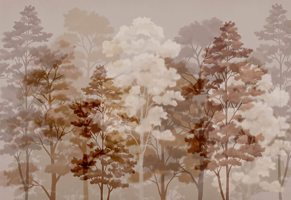Group of trees with brown and white leaves