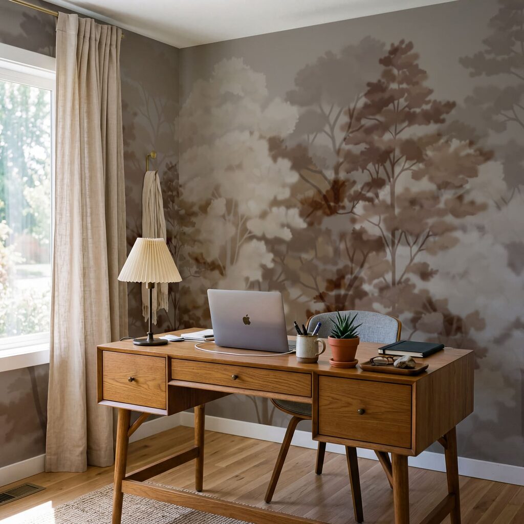 Groupe d'arbres aux feuilles brunes et blanches