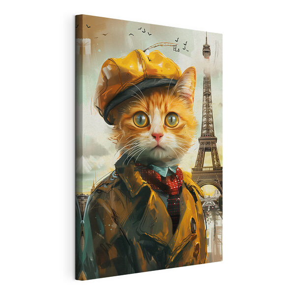 A cat in a coat and hat