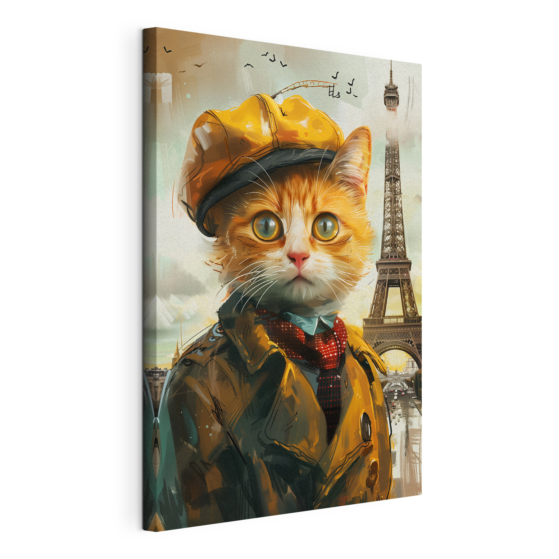 A cat in a coat and hat