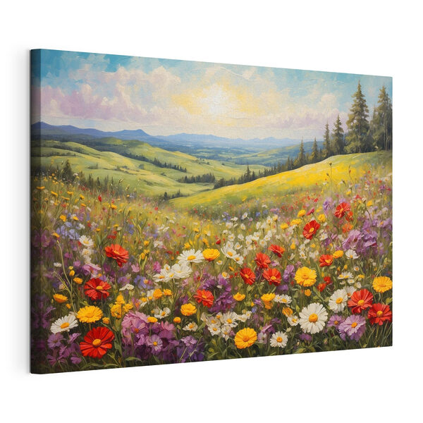 Tableaux Champ de fleurs colorées