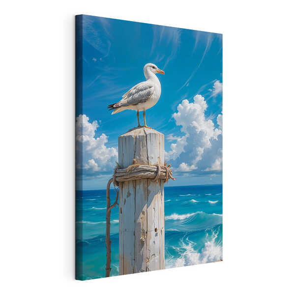 Mouette debout sur un poteau en bois Tableaux Mouette debout sur un poteau en bois