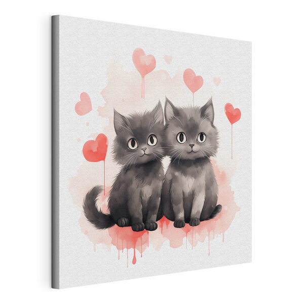 Deux chats assis l'un à côté de l'autre Tableaux Deux chats assis l'un à côté de l'autre