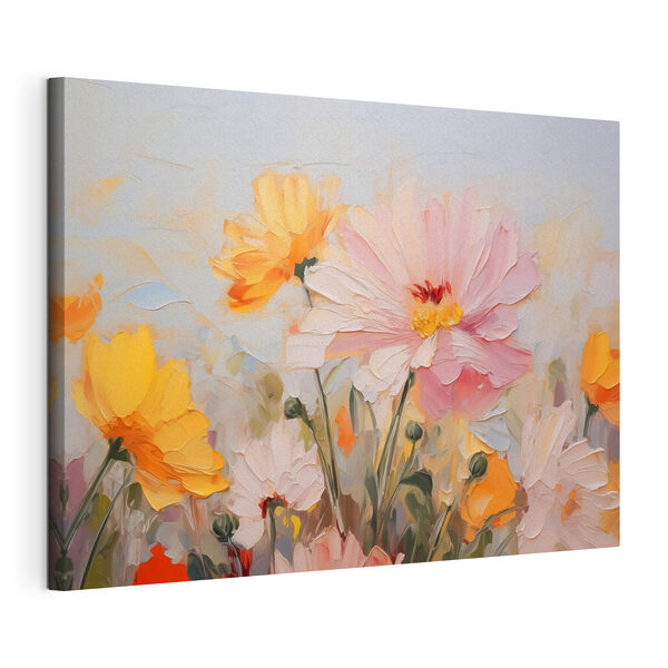 Tableaux Peinture de fleurs sur fond bleu (UGS : s43232) Tableaux Tableaux Peinture de fleurs sur fond bleu (UGS : s43232)
