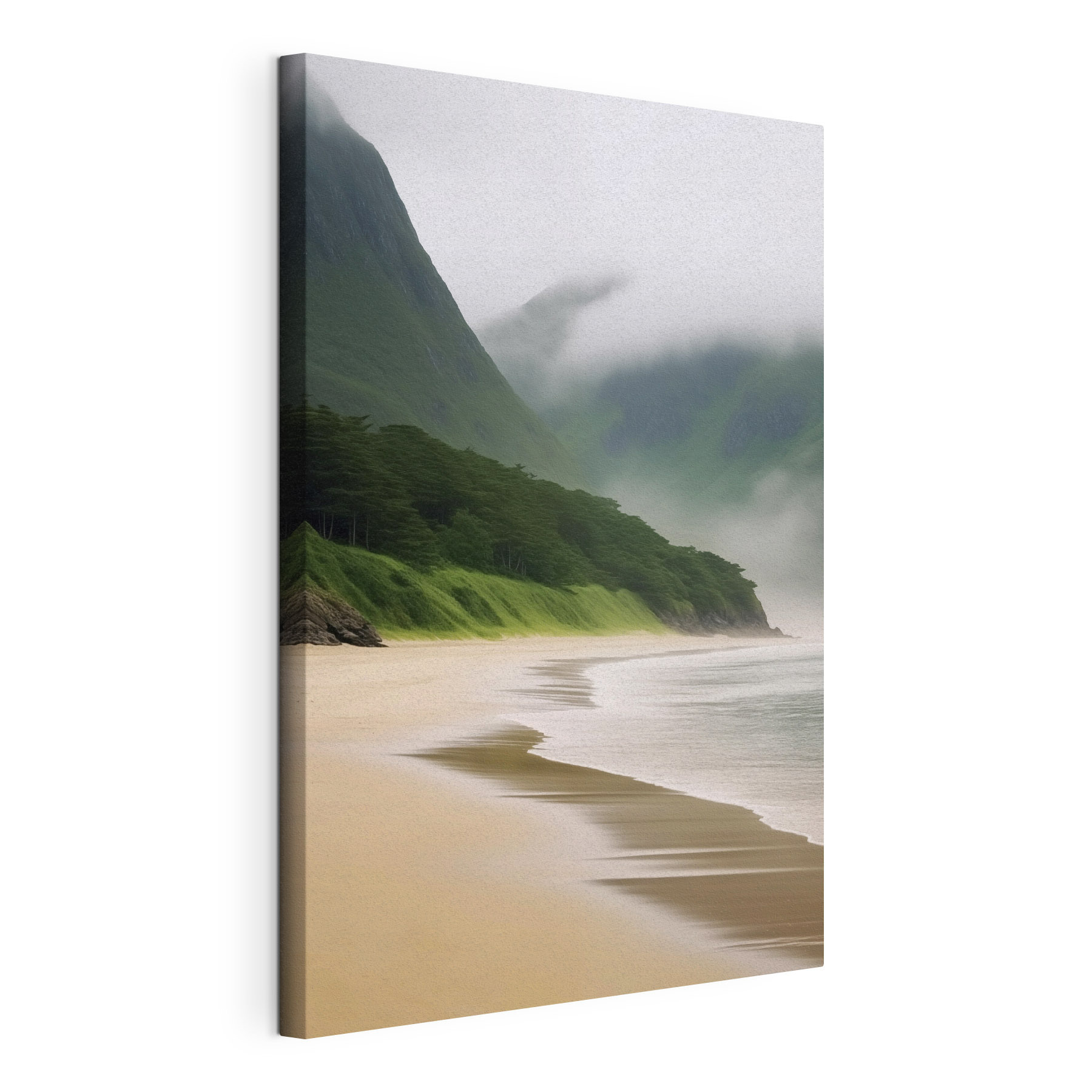 Beach with trees and mountains