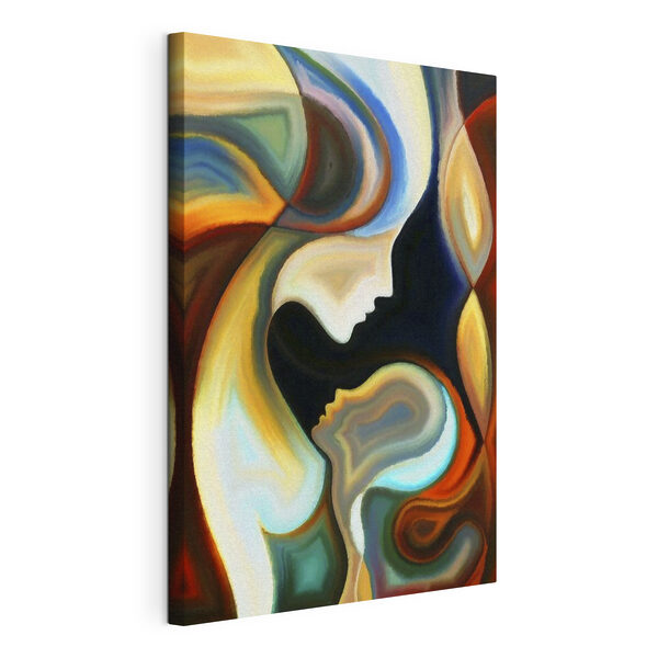 A colorful background with a couple of faces A colorful background with a couple of faces