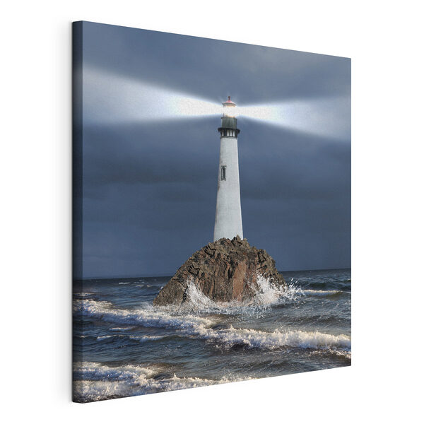 Un phare sur un rocher dans l'océan Tableaux Un phare sur un rocher dans l'océan
