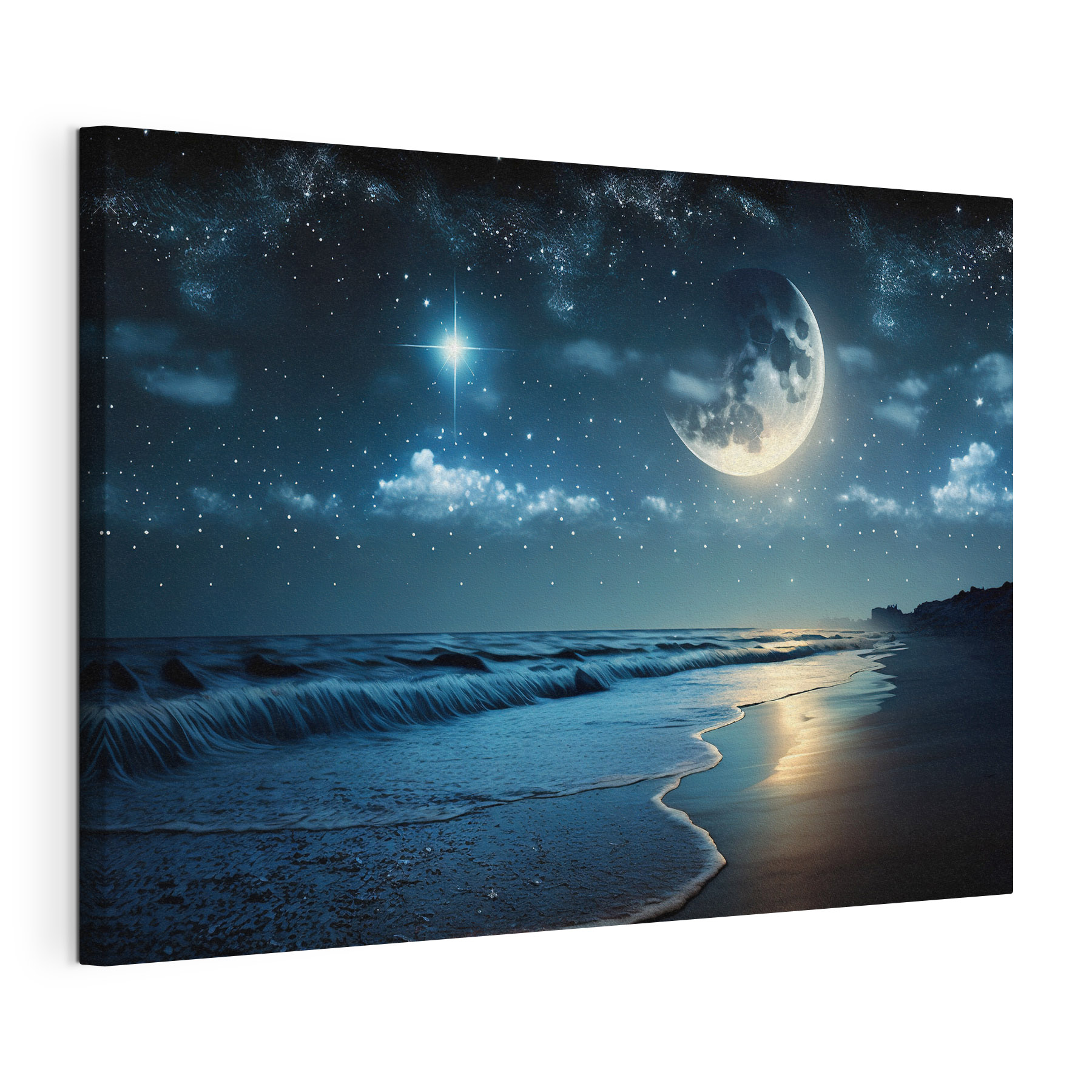 Moon and stars over a beach Moon and stars over a beach