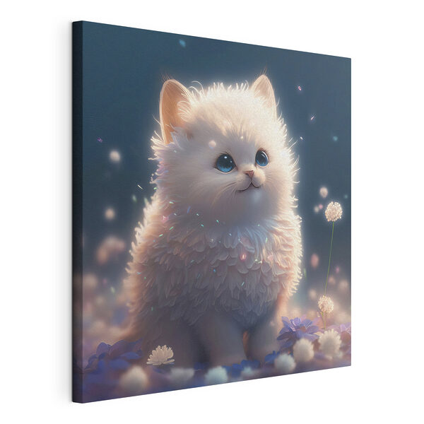 Un chat blanc et pelucheux aux yeux bleus Tableaux Un chat blanc et pelucheux aux yeux bleus