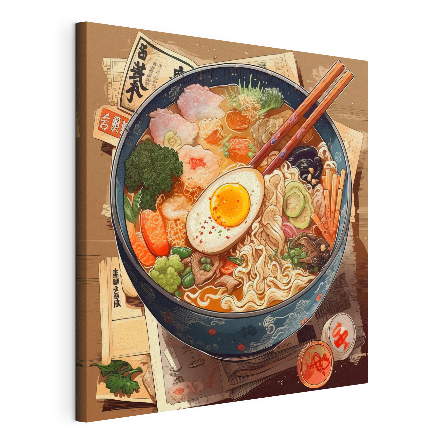 A bowl of ramen with chopsticks and an egg A bowl of ramen with chopsticks and an egg