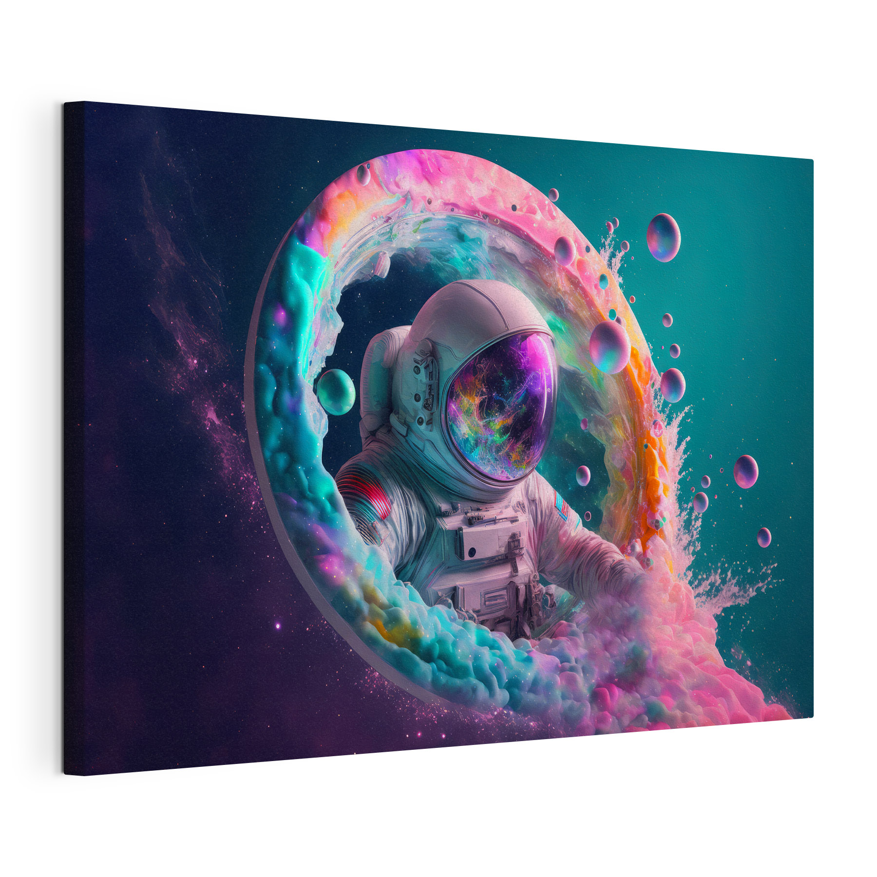 An astronaut in a colorful circle An astronaut in a colorful circle