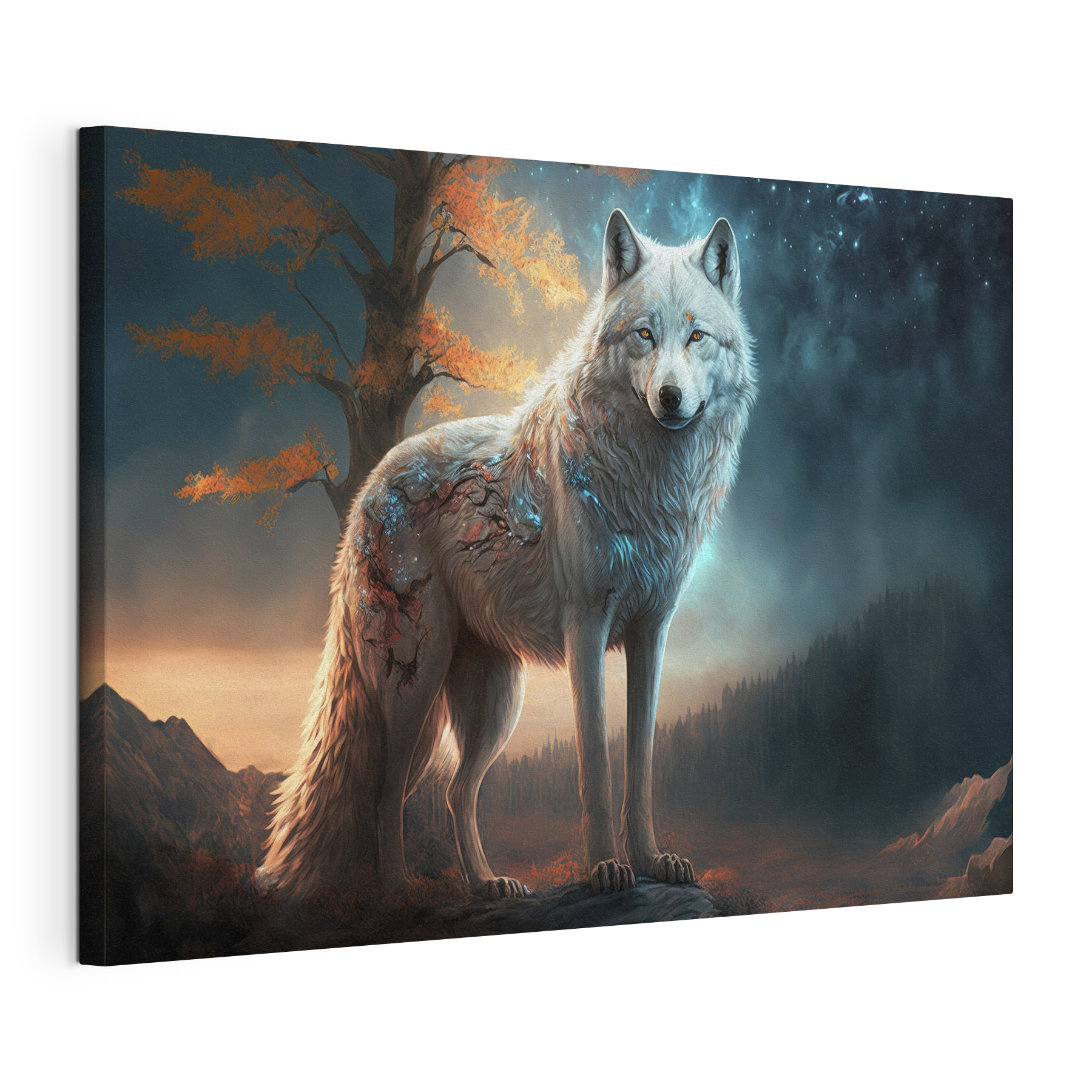 A white wolf standing on a rock A white wolf standing on a rock