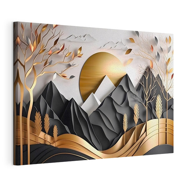 Découpage en papier d'un paysage de montagne Tableaux Découpage en papier d'un paysage de montagne