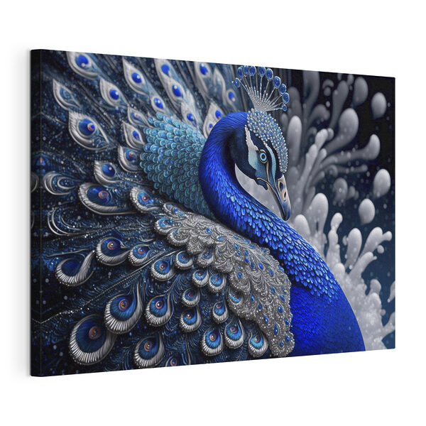 Un paon bleu et argent Tableaux Un paon bleu et argent