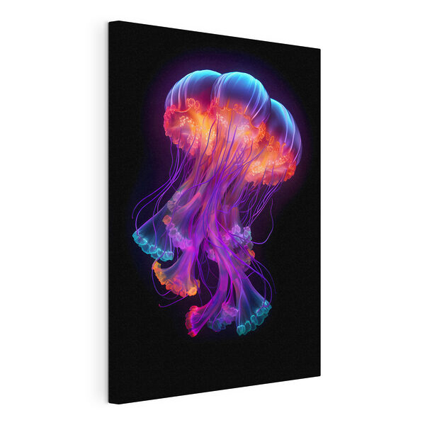 A colorful jellyfish with many tentacles