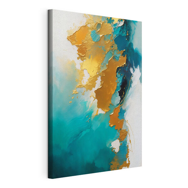 Tableaux Art abstrait aux teintes sarcelles vibrantes