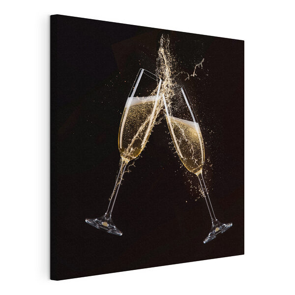 Deux coupes de champagne avec éclaboussures Tableaux Deux coupes de champagne avec éclaboussures