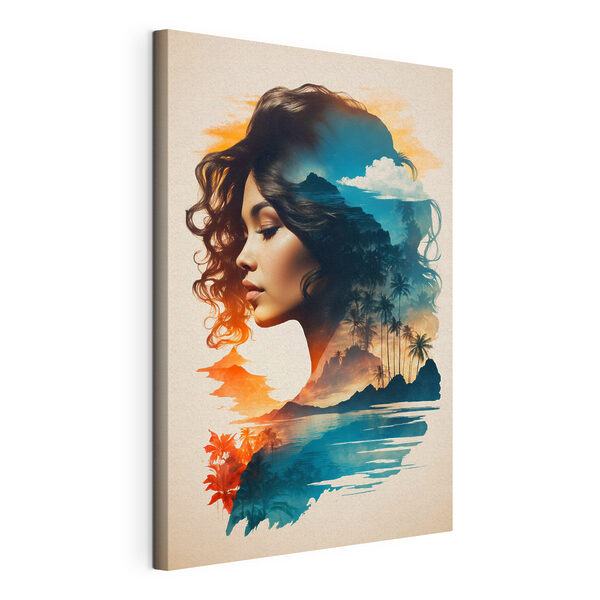 Un visage de femme et un paysage Tableaux Un visage de femme et un paysage