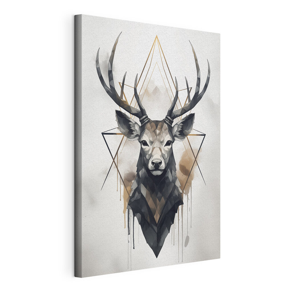 A painting of a deer with antlers