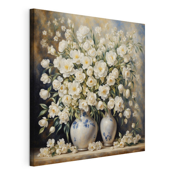 Peinture de fleurs blanches dans des vases Tableaux Peinture de fleurs blanches dans des vases