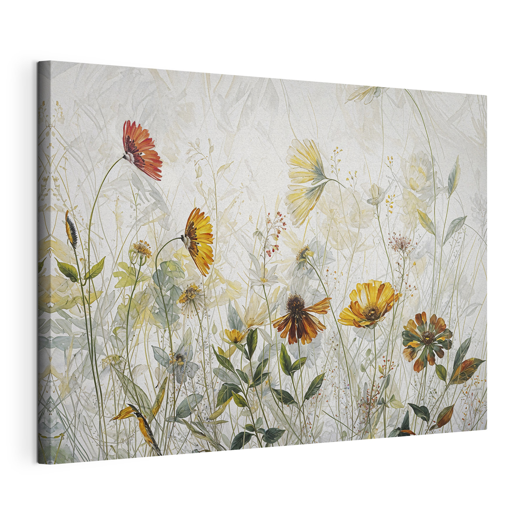 A painting of flowers and leaves A painting of flowers and leaves