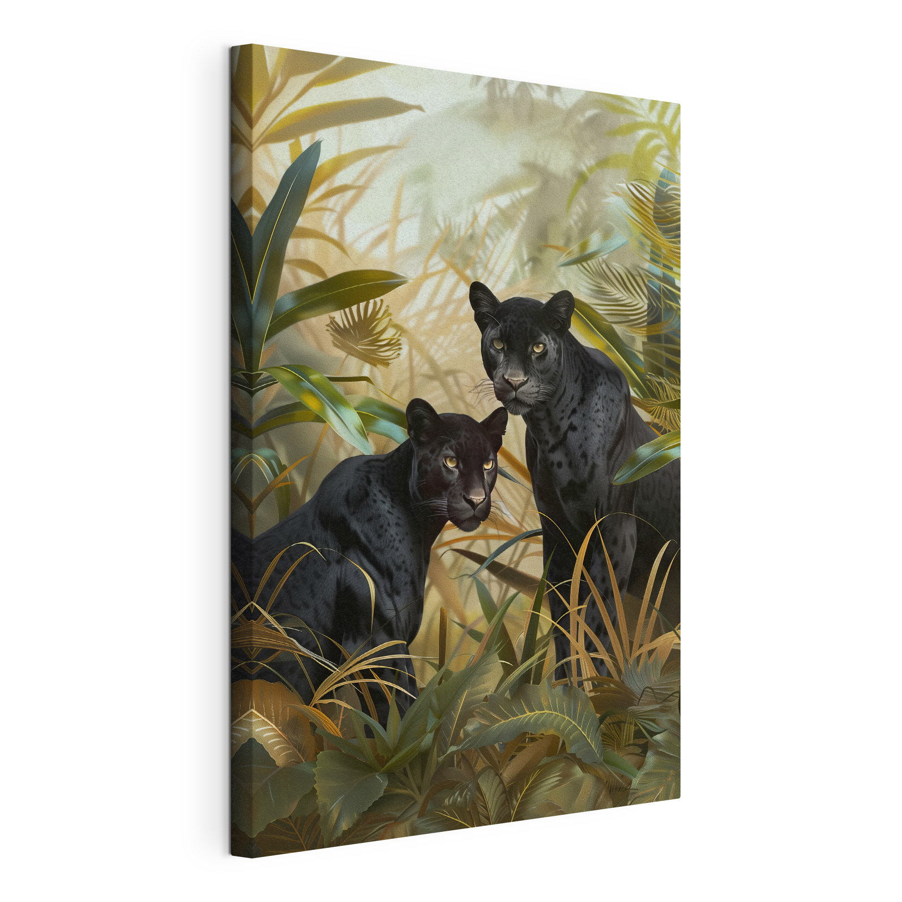 Two black tigers in the jungle Two black tigers in the jungle