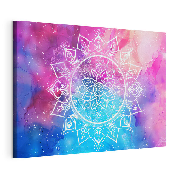 Un mandala blanc sur un fond coloré Tableaux Un mandala blanc sur un fond coloré