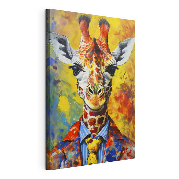 Tableaux Tableaux Peinture d'une girafe portant une chemise (UGS : s38606)
