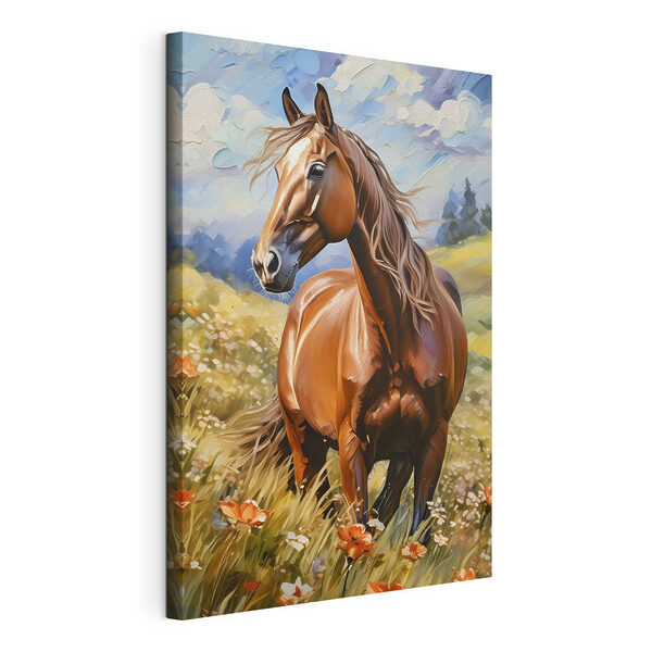 Un cheval dans un champ de fleurs Tableaux Un cheval dans un champ de fleurs