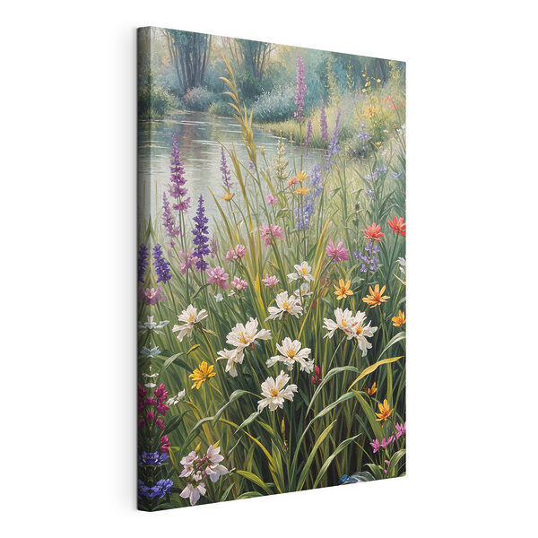 Une peinture de fleurs au bord d'une rivière Tableaux Une peinture de fleurs au bord d'une rivière