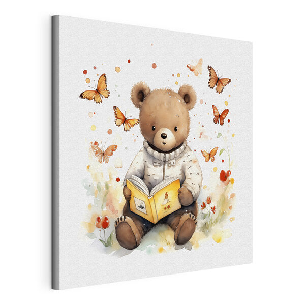 Tableaux Un ours en peluche lisant un livre avec des papillons qui volent autour (UGS : s39025) Tableaux Tableaux Un ours en peluche lisant un livre avec des papillons qui volent autour (UGS : s39025)