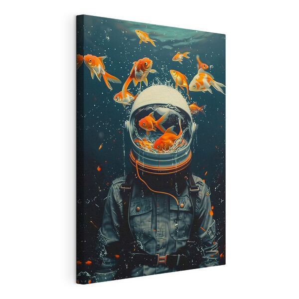 Tableaux Casque spatial rempli de poissons nageurs (UGS : s39041) Tableaux Tableaux Casque spatial rempli de poissons nageurs (UGS : s39041)