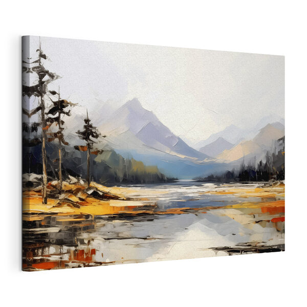 Un lac avec des montagnes en arrière-plan Tableaux Un lac avec des montagnes en arrière-plan