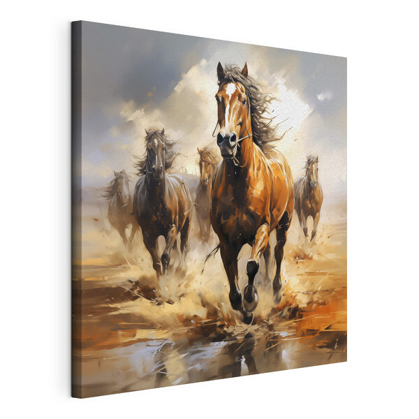 Tableaux Groupe de chevaux courant dans l'eau