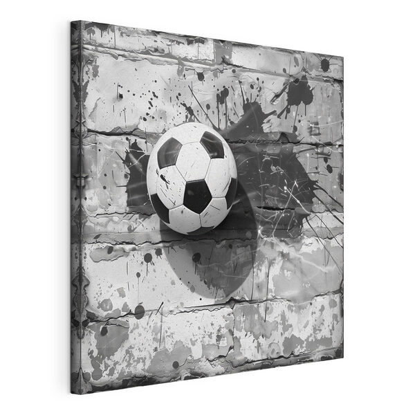 Soccer ball against a painted backdrop
