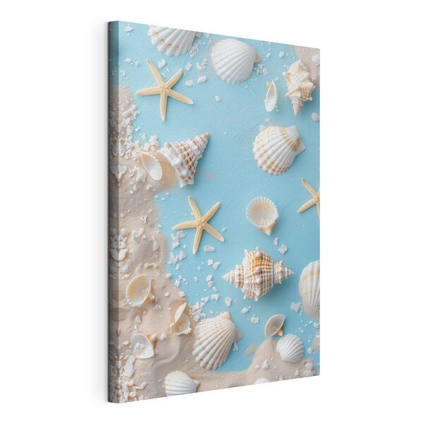Tableaux Groupe de coquillages et d'étoiles de mer sur le sable