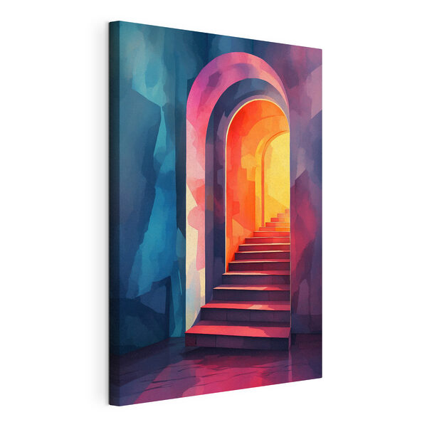 Colorful hallway with stairs Colorful hallway with stairs