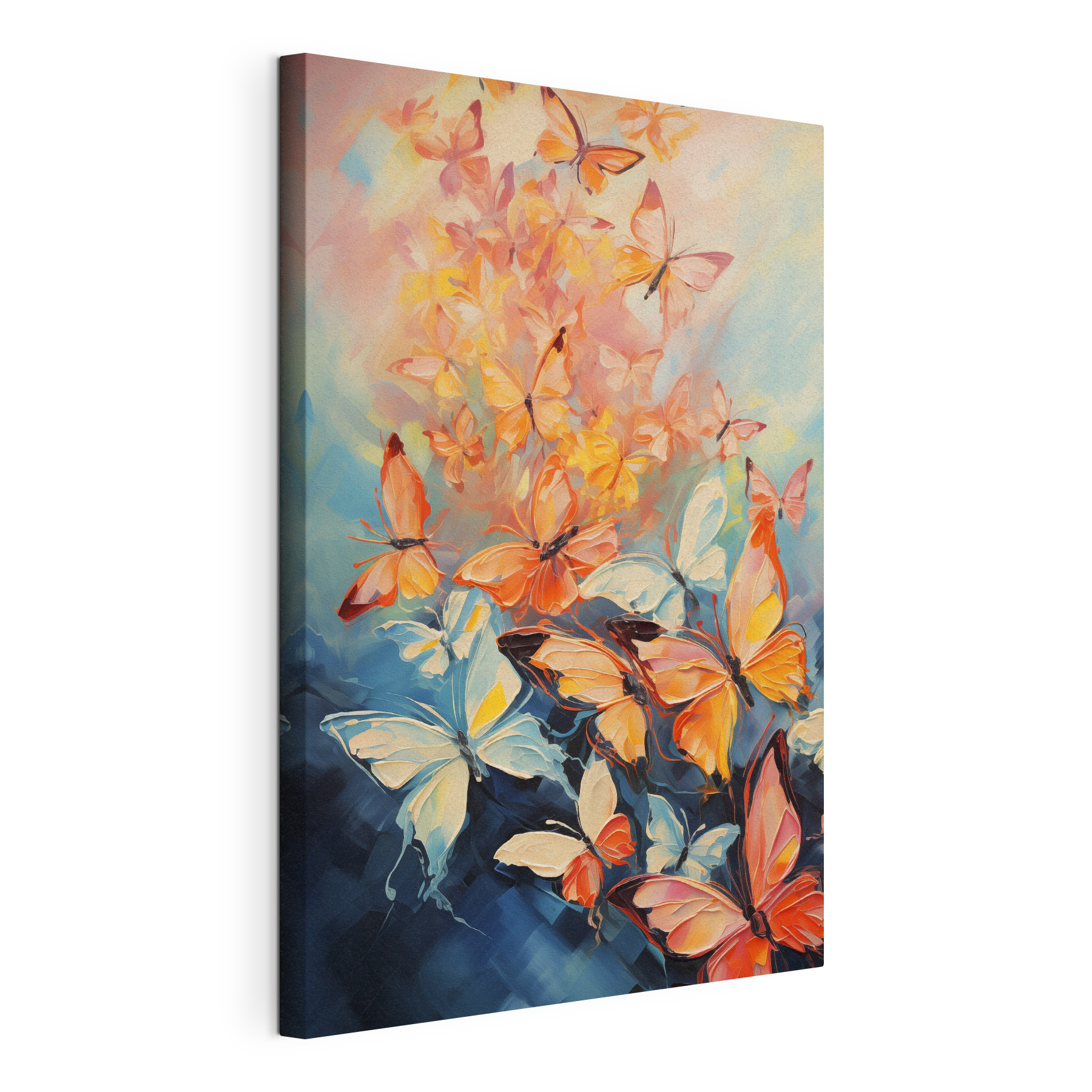 Group of butterflies on a blue background