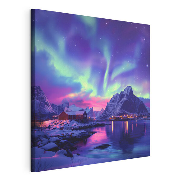 Tableaux Paysage enneigé avec montagnes et lac
