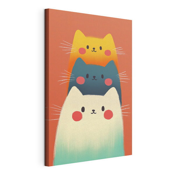 Groupe de chats sur fond rose Tableaux Groupe de chats sur fond rose
